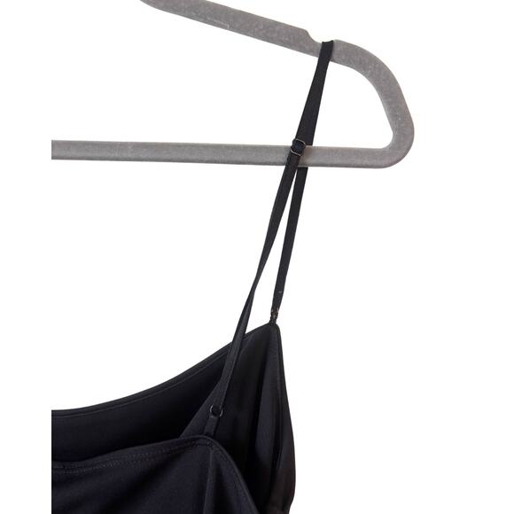 BCBG Paris Women’s Black Cowl Neck Slip Empire Waist Spaghetti Strap Midi Dress - Picture 5 of 5